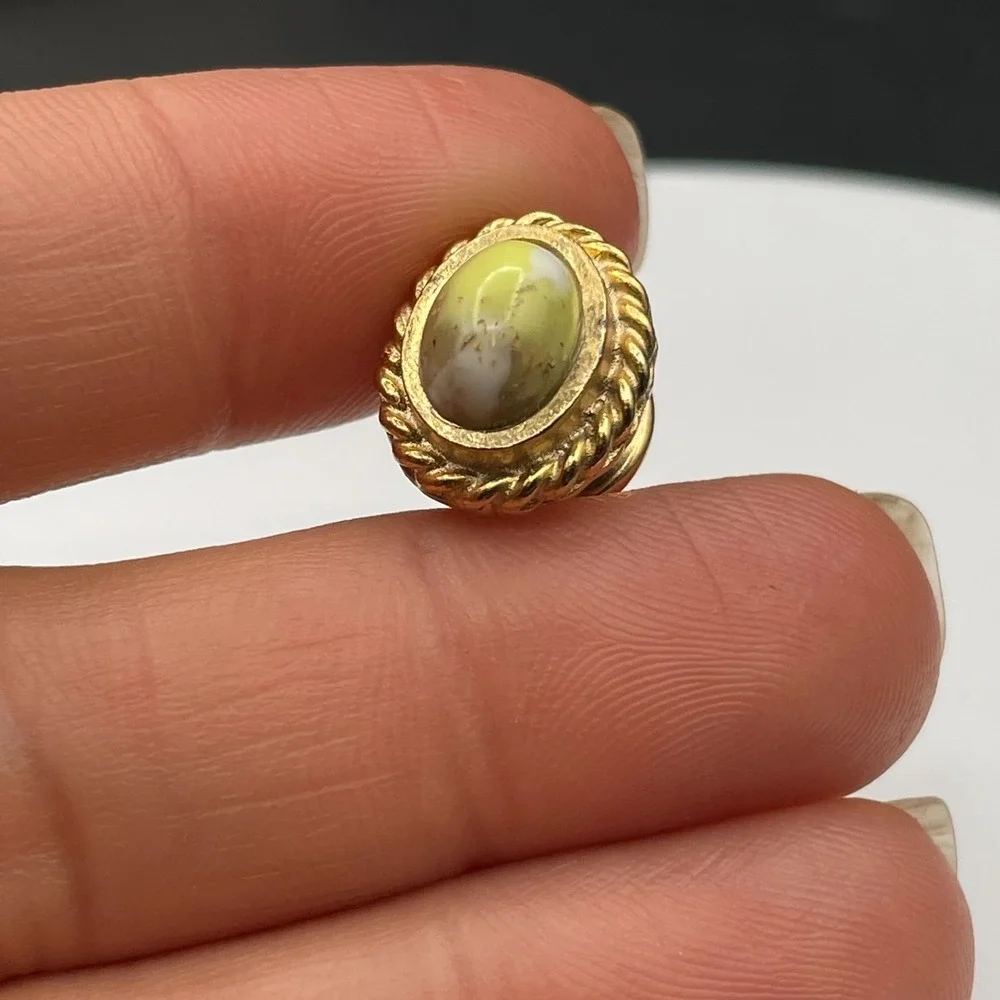 Vintage Gold-Tone Round Tie Tack Pin Yellowish-White Stone Classic jewellery